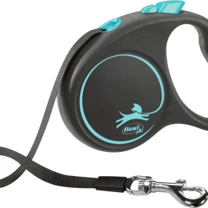 Flexi BLACK DESIGN Gurt S 5 Meter blau Roll-Leine für Hunde Highlight